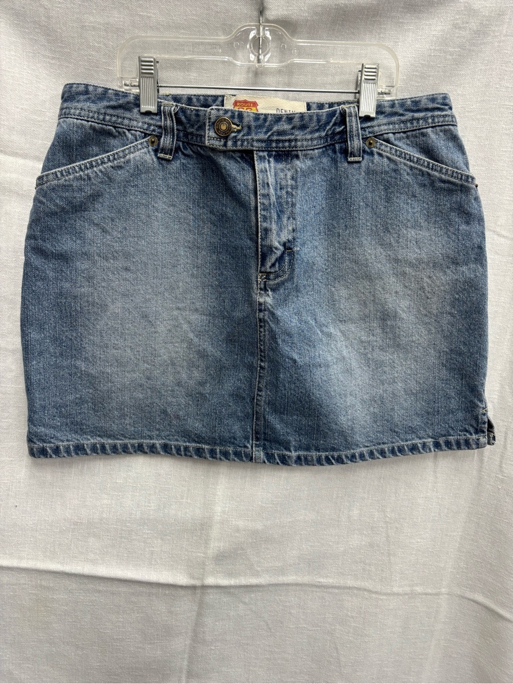Route 66 Faded Blue Denim Mini Skirt